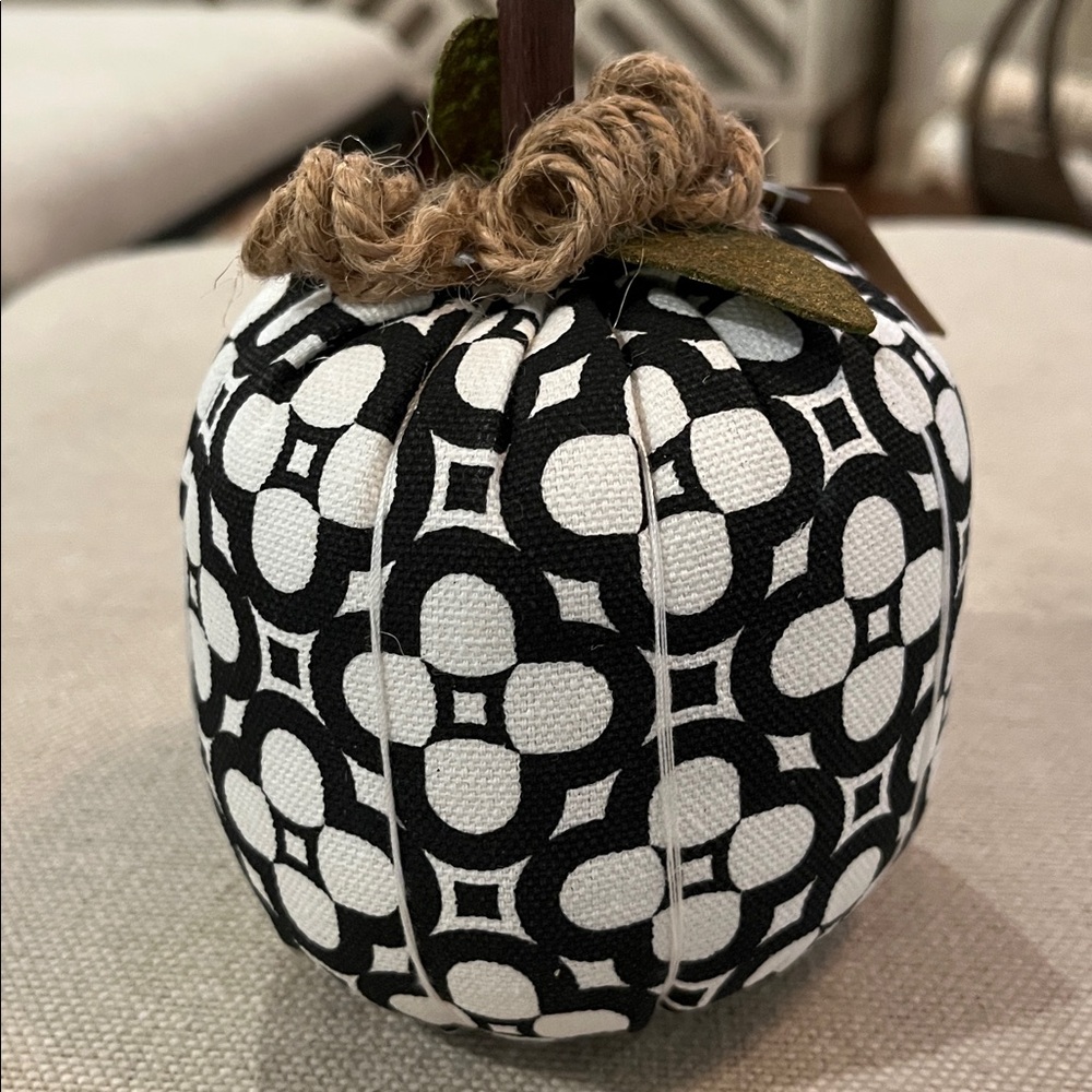 Patterned Fabric Pumpkin/Black & White Sarah Pattern-Medium/NWT - Picture 6 of 10